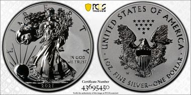 2021-W $1 Silver Eagle Rev PR - Type 1 Designer Edition - First Strike PR70