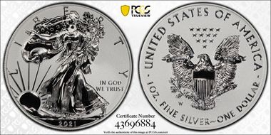2021-W $1 Silver Eagle Rev PR - Type 1 Designer Edition - First Strike PR70
