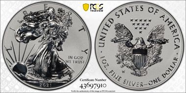 2021-W $1 Silver Eagle Rev PR - Type 1 Designer Edition - First Strike PR69