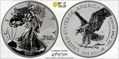 2021-S $1 Silver Eagle Rev PR - Type 2 Designer Edition - First Strike PR69