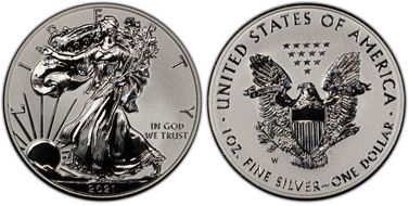 2021-W $1 Silver Eagle Rev PR - Type 1 Designer Edition - First Strike PR69