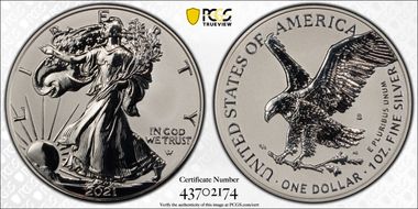 2021-S $1 Silver Eagle Rev PR - Type 2 Designer Edition - First Strike PR70