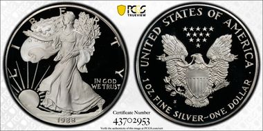 1988-S $1 Silver Eagle PR69DCAM