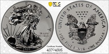 2021-W $1 Silver Eagle Rev PR - Type 1 Designer Edition - First Strike PR70