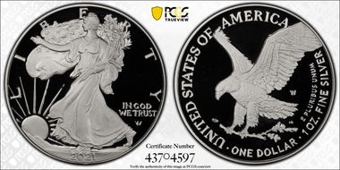 2021-W  $1 Silver Eagle - Type 2 PR70DCAM