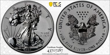 2021-W $1 Silver Eagle Rev PR - Type 1 Designer Edition - First Strike PR70