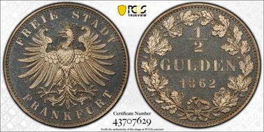 1862 1/2 Gul PR65CAM