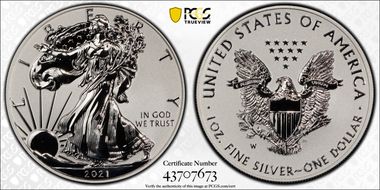 2021-W $1 Silver Eagle Rev PR - Type 1 Designer Edition - First Strike PR70