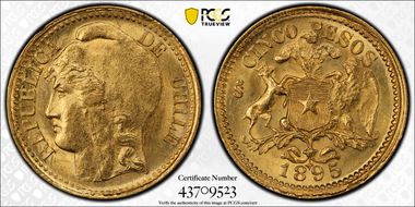 1895-So 5 Peso KM-153 MS66