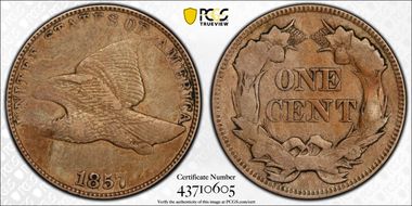 1857 1C Flying Eagle VF25