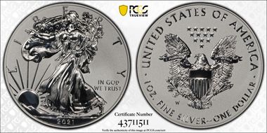 2021-W $1 Silver Eagle Rev PR - Type 1 Designer Edition - First Strike PR70