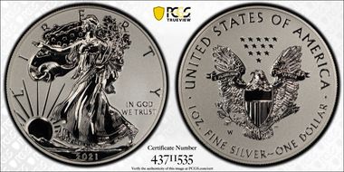 2021-W $1 Silver Eagle Rev PR - Type 1 Designer Edition - First Strike PR70