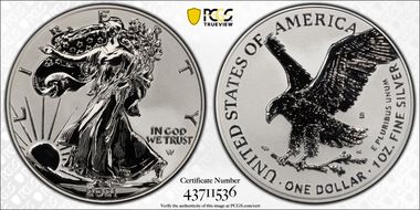 2021-S $1 Silver Eagle Rev PR - Type 2 Designer Edition - First Strike PR70