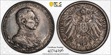 1913-A 2 Mk 25th Year J-111 MS63