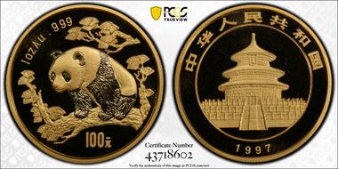 1997(沈) 100 Yn Panda Au Large Date MS69