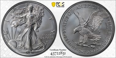 2021-W $1 Burnished Silver Eagle-Type 2 First Strike SP70