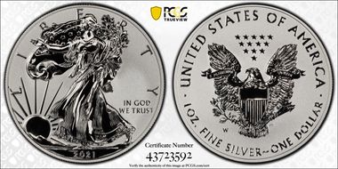 2021-W $1 Silver Eagle Rev PR - Type 1 Designer Edition - First Strike PR70