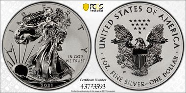 2021-W $1 Silver Eagle Rev PR - Type 1 Designer Edition - First Strike PR70