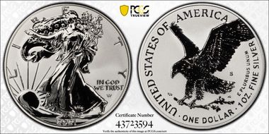2021-S $1 Silver Eagle Rev PR - Type 2 Designer Edition - First Strike PR70