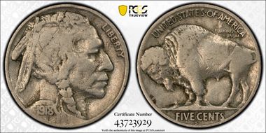 1918-S 5C 2 Feathers, FS-401 VG10