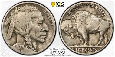 1927-S 5C 2 Feathers FS-401 VF20