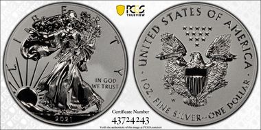 2021-W $1 Silver Eagle Rev PR - Type 1 Designer Edition - First Strike PR70
