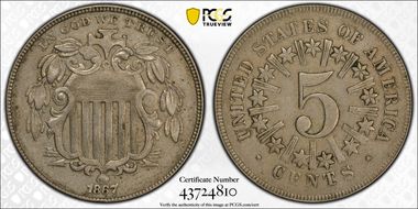 1867 Rays 5C Clashed Rev. Die FS-901 XF45