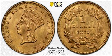 1873 G$1 Open 3 MS62