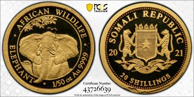 2021 20 S African Elephant Au 1/50oz MS69