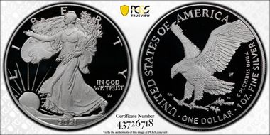 2021-W  $1 Silver Eagle - Type 2 PR70DCAM