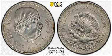 1949-Mo Peso KM-456  Ag AU58