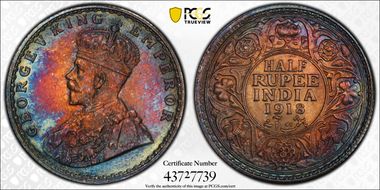 1918(B) 1/2 Rup SW-8.86 MS65