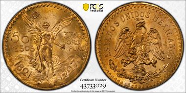 1927 50 Peso KM-481  Au MS65