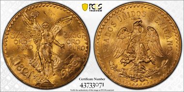 1943 (50 P) KM-482  Au MS64