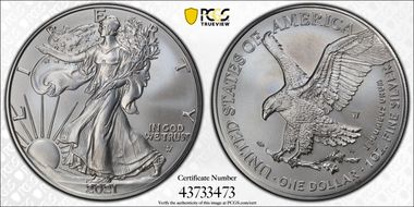 2021-W $1 Burnished Silver Eagle-Type 2 First Strike SP70