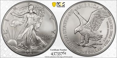 2021-W $1 Burnished Silver Eagle-Type 2 First Strike SP69