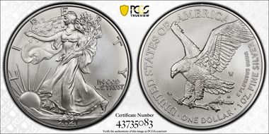 2021-W $1 Burnished Silver Eagle-Type 2 SP70
