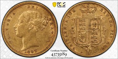 1887-M 1/2 Sov S-3863B Young Head AU50