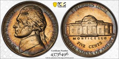 1942 5C Nickel PR64