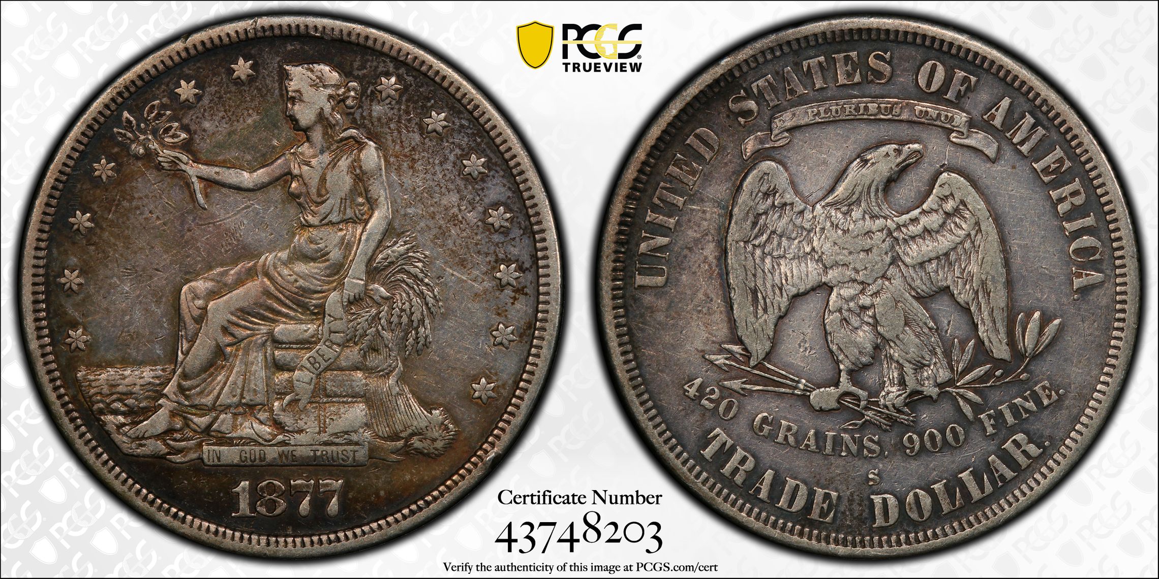 PCGS Certificate Verification Coin Details for Cert #43748203