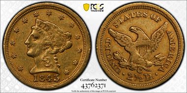 1843-C $2.50 Large Date XF40