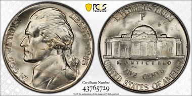 1945-P 5C MS63FS