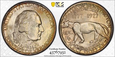 1927 50C Vermont MS67
