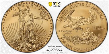 2019-W $50 Burnished Gold Eagle SP70