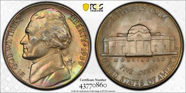 1939-S 5C Reverse of 1938 MS66FS