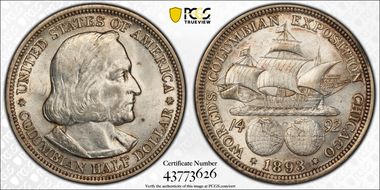 1893 50C Columbian AU55