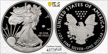 2020-W  $1 Silver Eagle - v75 Privy PR70DCAM