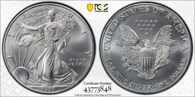 1997 $1 Silver Eagle MS70