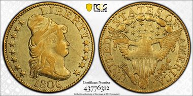 1806 $5 Pointed 6, 8X5 Stars XF40