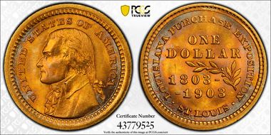 1903 G$1 LA Purchase, Jefferson MS67+ 